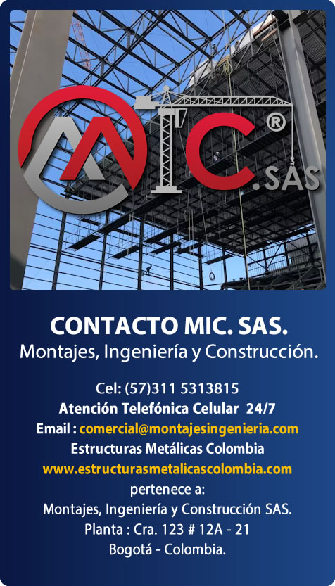 Formulario de Contacto Montajes, Ingeniería y Construcción MIC SAS. en Bogotá, Colombia