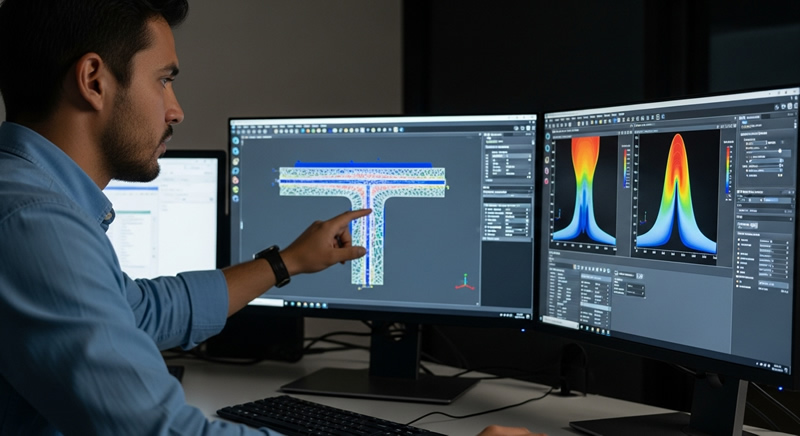 Modelado mef perfiles t con tensiones residuales en Bogotá, Colombia. Montajes, Ingeniería y Construcción. MIC SAS.