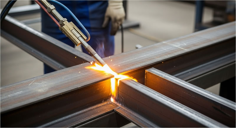 Oxicorte en vigas h para perfiles t acero estructural en Bogotá, Colombia. Montajes, Ingeniería y Construcción. MIC SAS.