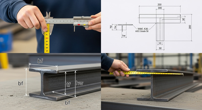 Verificacion dimensiones vigas i para corte perfiles t en Bogotá, Colombia. Montajes, Ingeniería y Construcción. MIC SAS.