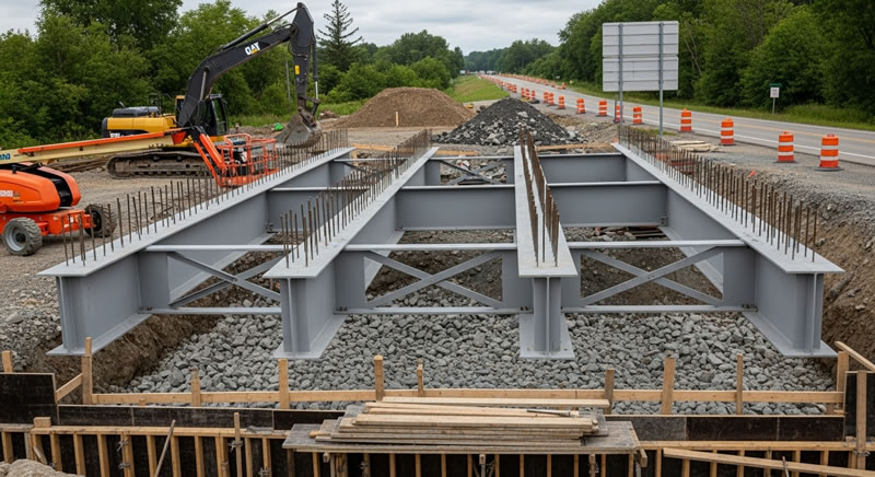 Base de puente con vigas prefabricadas de acero y control de calidad en Bogotá, Colombia. Montajes, Ingeniería y Construcción. MIC SAS. Base de puente con vigas prefabricadas de acero y control de calidad en Bogotá, Colombia. Montajes, Ingeniería y Construcción. MIC SAS.