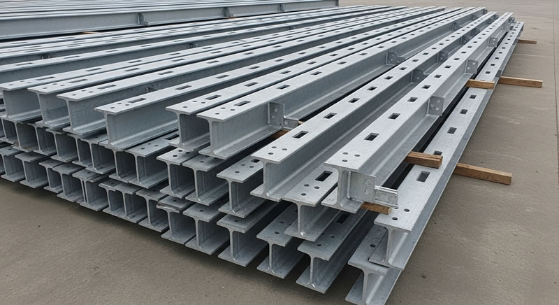 Embalaje de vigas prefabricadas galvanizadas para su entrega puntual en Bogotá, Colombia. Montajes, Ingeniería y Construcción. MIC SAS.