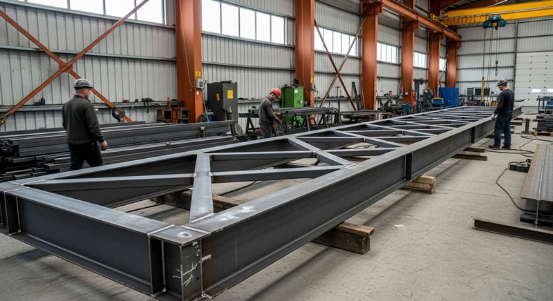 Fabricacion de viga reticulada de acero en taller especializado en Bogotá, Colombia. Montajes, Ingeniería y Construcción. MIC SAS.