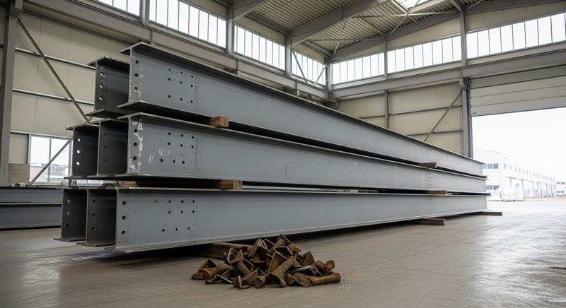 Vigas de acero prefabricadas con sandblasting listas para montaje en Bogotá, Colombia. Montajes, Ingeniería y Construcción. MIC SAS.
