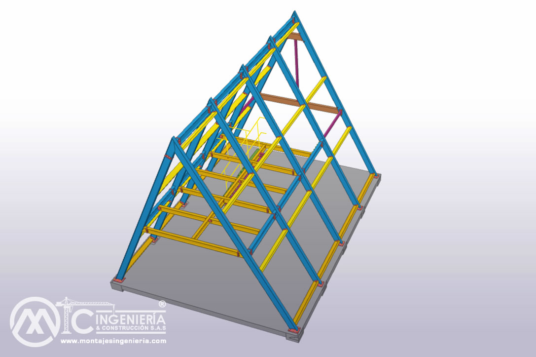 Diseño estructural y montaje de acero estructural para cabañas y casas de campo en Bogotá, Colombia. Montajes, Ingeniería y Construcción. MIC SAS.