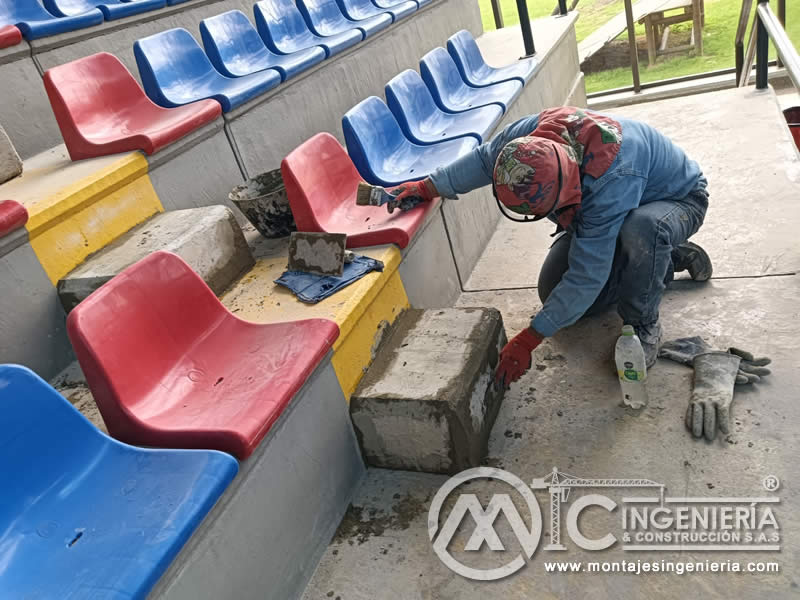 Construcción de graderías en concreto para colegio en Bogotá, Colombia. Montajes, Ingeniería y Construcción MIC SAS. Construcción de graderías en concreto para colegio en Bogotá, Colombia. Montajes, Ingeniería y Construcción MIC SAS.