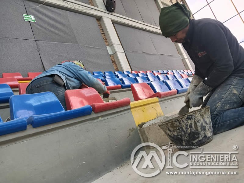 Construcción de graderías en concreto para colegio en Bogotá, Colombia. Montajes, Ingeniería y Construcción MIC SAS. Construcción de graderías en concreto para colegio en Bogotá, Colombia. Montajes, Ingeniería y Construcción MIC SAS.