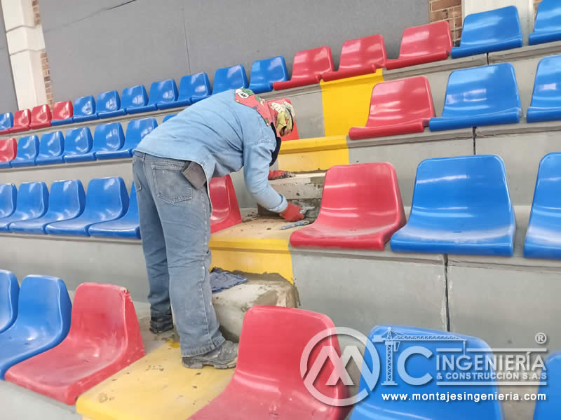 Construcción de graderías en concreto para colegio en Bogotá, Colombia. Montajes, Ingeniería y Construcción MIC SAS. Construcción de graderías en concreto para colegio en Bogotá, Colombia. Montajes, Ingeniería y Construcción MIC SAS.