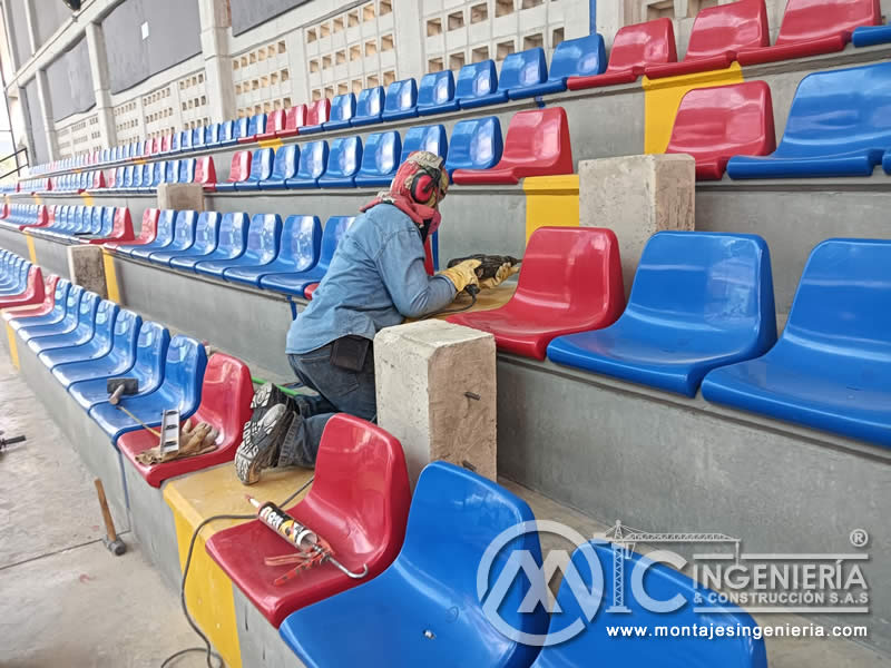 Diseño y montaje de graderías con volúmenes de concreto para coliseos en colegios en Bogotá, Colombia. Montajes, Ingeniería y Construcción MIC SAS. Diseño y montaje de graderías con volúmenes de concreto para coliseos en colegios en Bogotá, Colombia. Montajes, Ingeniería y Construcción MIC SAS.