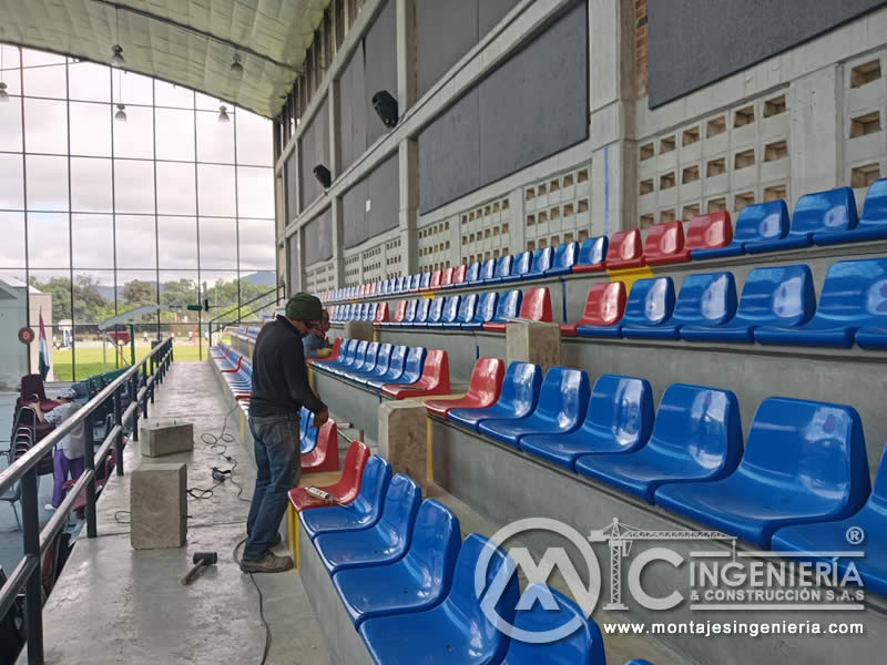 Diseño y montaje de graderías con volúmenes de concreto para coliseos en colegios en Bogotá, Colombia. Montajes, Ingeniería y Construcción MIC SAS. Diseño y montaje de graderías con volúmenes de concreto para coliseos en colegios en Bogotá, Colombia. Montajes, Ingeniería y Construcción MIC SAS.