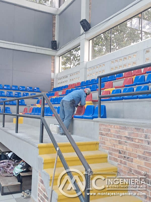 Diseño y montaje de graderías con volúmenes de concreto para coliseos en colegios en Bogotá, Colombia. Montajes, Ingeniería y Construcción MIC SAS. Diseño y montaje de graderías con volúmenes de concreto para coliseos en colegios en Bogotá, Colombia. Montajes, Ingeniería y Construcción MIC SAS.