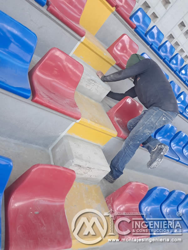 Diseño y montaje de graderías con volúmenes de concreto para coliseos en colegios en Bogotá, Colombia. Montajes, Ingeniería y Construcción MIC SAS. Diseño y montaje de graderías con volúmenes de concreto para coliseos en colegios en Bogotá, Colombia. Montajes, Ingeniería y Construcción MIC SAS.