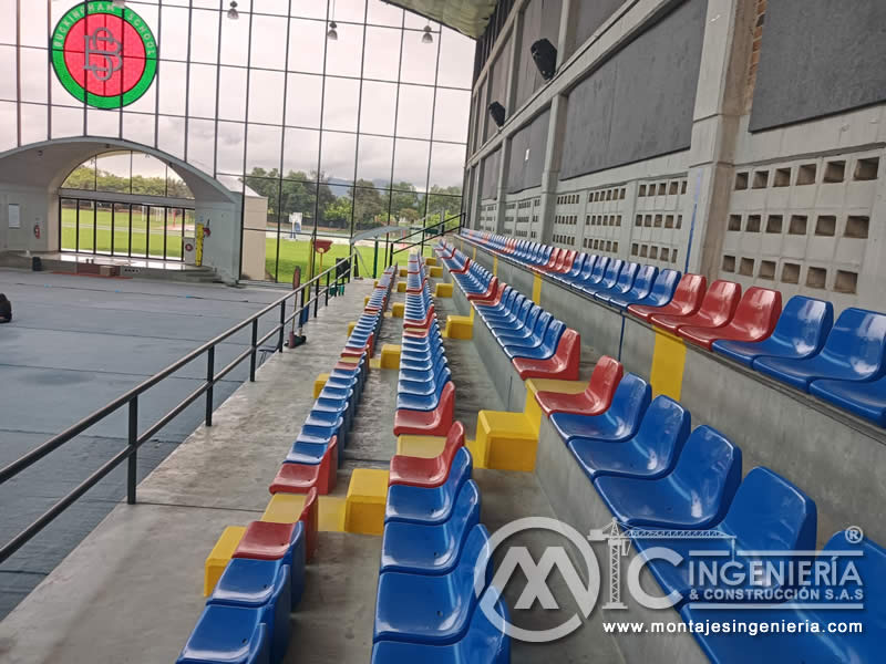 Diseño y montaje de graderías con volúmenes de concreto para coliseos en colegios en Bogotá, Colombia. Montajes, Ingeniería y Construcción MIC SAS. Diseño y montaje de graderías con volúmenes de concreto para coliseos en colegios en Bogotá, Colombia. Montajes, Ingeniería y Construcción MIC SAS.