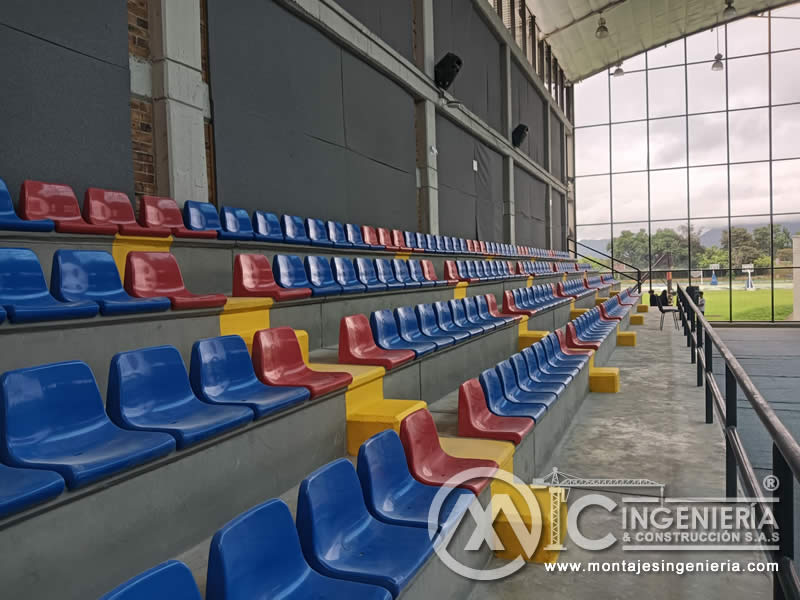 Diseño y montaje de graderías con volúmenes de concreto para coliseos en colegios en Bogotá, Colombia. Montajes, Ingeniería y Construcción MIC SAS. Diseño y montaje de graderías con volúmenes de concreto para coliseos en colegios en Bogotá, Colombia. Montajes, Ingeniería y Construcción MIC SAS.