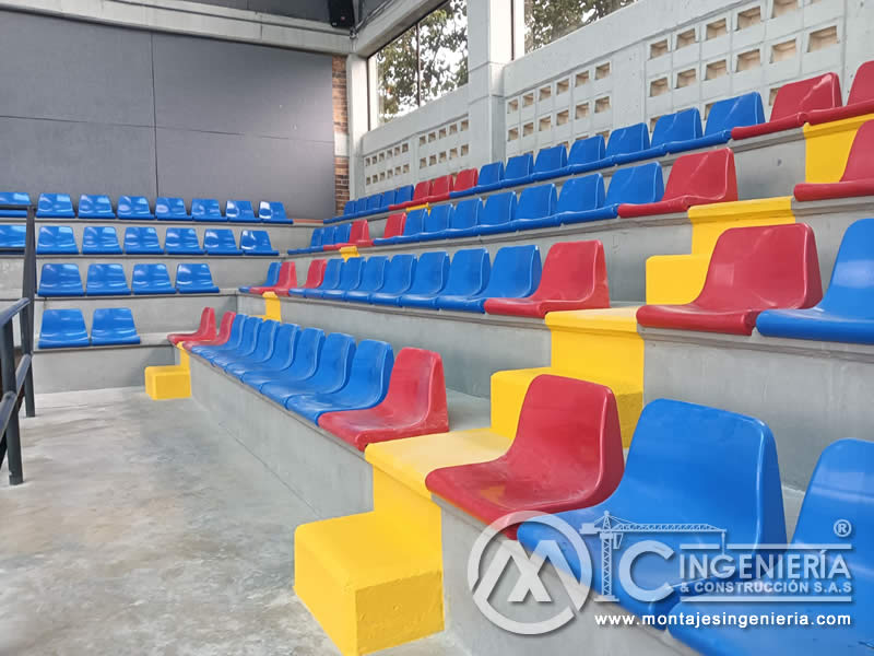 Diseño y montaje de graderías con volúmenes de concreto para coliseos en colegios en Bogotá, Colombia. Montajes, Ingeniería y Construcción MIC SAS. Diseño y montaje de graderías con volúmenes de concreto para coliseos en colegios en Bogotá, Colombia. Montajes, Ingeniería y Construcción MIC SAS.