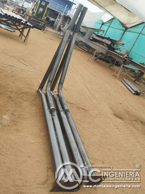 Fabricación de elementos estructurales metálicos en el taller en Bogotá, Colombia. Montajes, Ingeniería y Construcción. MIC SAS.