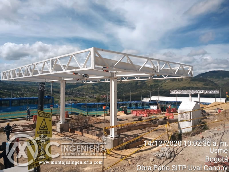 Cálculo estructural en industria metálica para construcción de canopy en estación de gasolina en Bogotá, Colombia. Montajes, Ingeniería y Construcción. MIC SAS