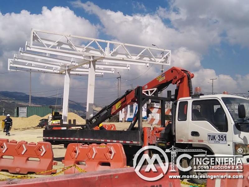 Diseño estructural y acero estructural para fabricación de canopy en estación de gasolina en Bogotá, Colombia. Montajes, Ingeniería y Construcción. MIC SAS