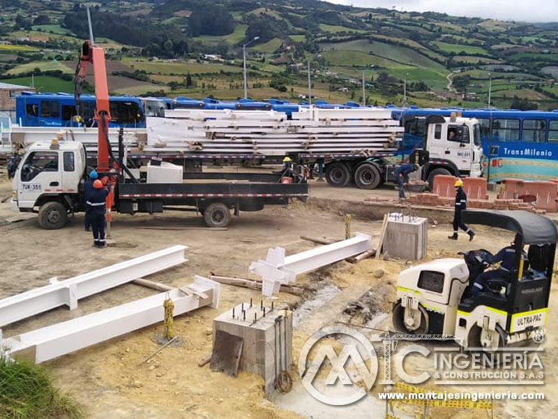 Estructura metálica y construcción en acero para canopy de estación de gasolina en Bogotá, Colombia. Montajes, Ingeniería y Construcción. MIC SAS