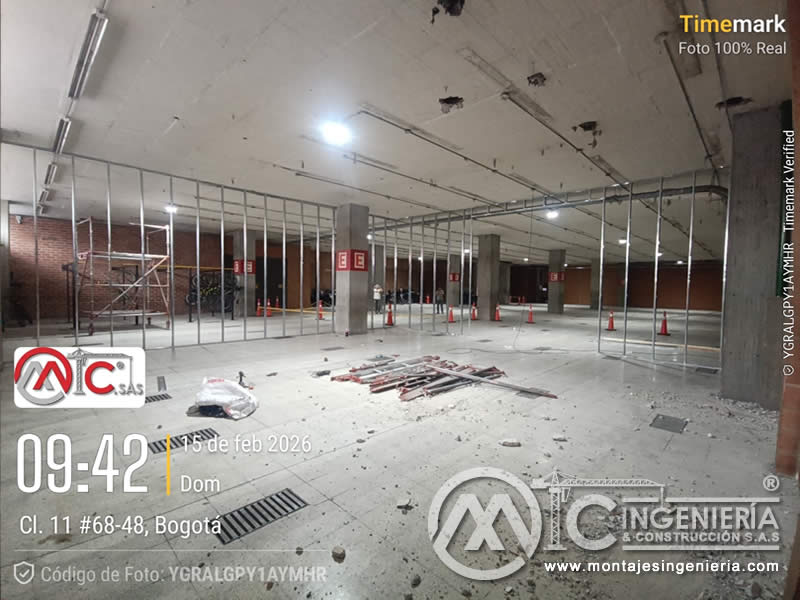 Adecuación interior de locales comerciales con sistema drywall en Bogotá, Colombia. Montajes, Ingeniería y Construcción MIC SAS.