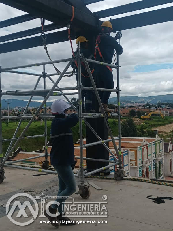 Estructuras arriostradas para construcciones metálicas en acero en Bogotá, Colombia. Montajes, Ingeniería y Construcción. MIC SAS.