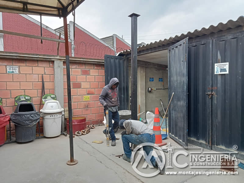 Fábrica de techos y cubiertas metálicas para pérgolas industriales en Bogotá, Colombia. Montajes, Ingeniería y Construcción. MIC SAS.