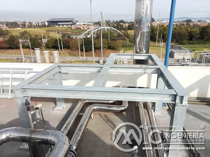 Estructuras en acero y construccion metalica para planta de tratamiento de aguas residuales en Bogotá, Colombia. Montajes, Ingeniería y Construcción. MIC SAS.