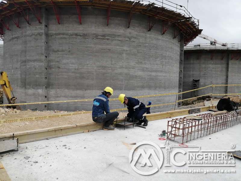 Construcción de tanques de concreto y levantamiento de estructuras metálicas en Bogotá, Colombia. Montajes, Ingeniería y Construcción. MIC SAS