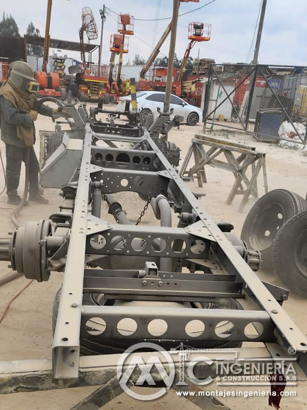 Sandblasting, Chorro de Arena y Acabados con Pintura Industrial de Chasis de Camiones en Bogotá, Colombia. Montajes, Ingeniería y Construcción. MIC SAS. Sandblasting, Chorro de Arena y Acabados con Pintura Industrial de Chasis de Camiones en Bogotá, Colombia. Montajes, Ingeniería y Construcción. MIC SAS.