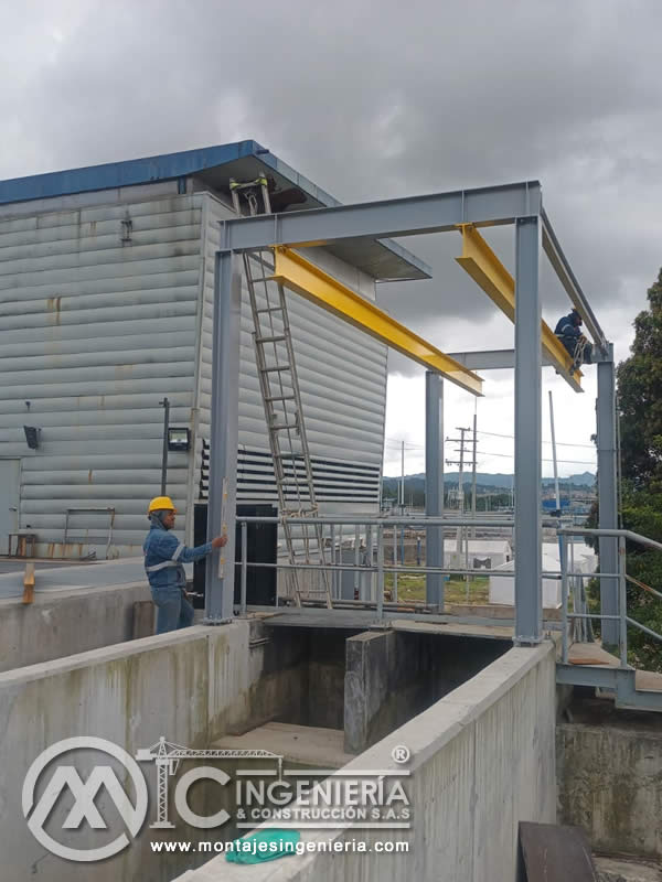 Diseño, fabricación y montaje de puente grúa con estructura industrial metálica para Ptar Salitre en Bogotá, Colombia. Montajes, Ingeniería y Construcción. MIC SAS. Diseño, fabricación y montaje de puente grúa con estructura industrial metálica para Ptar Salitre en Bogotá, Colombia. Montajes, Ingeniería y Construcción. MIC SAS.