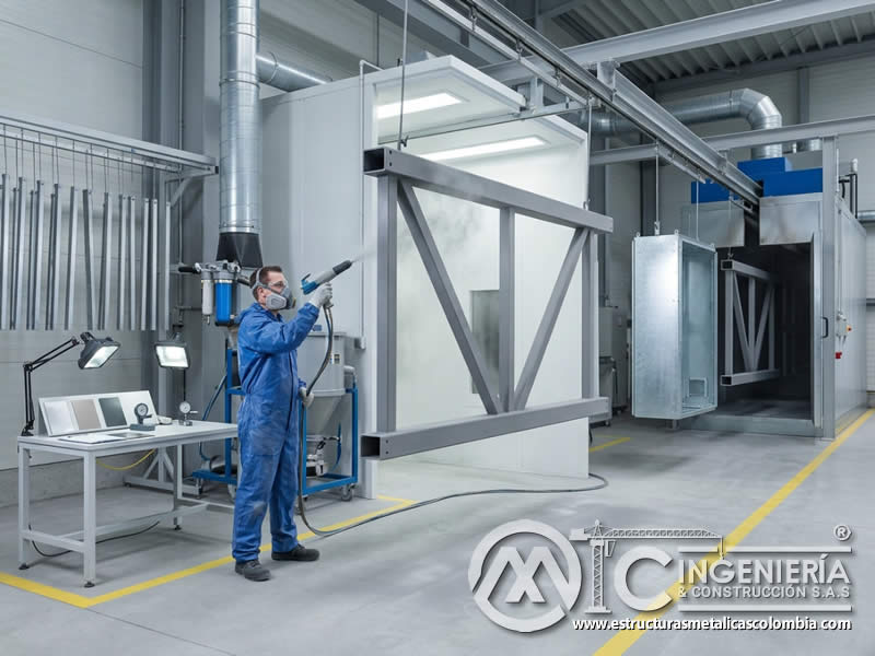 Acabado de Pintura en Polvo Recomendado para Maximizar Visibilidad y Durabilidad en Puentes y Torres de Comunicación con pintura en polvo electrostática aplicada sobre piezas metálicas en Bogotá, Colombia. Montajes, Ingeniería y Construcción. MIC SAS.
