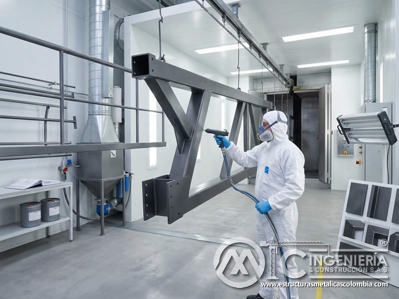 Características de la Pintura en Polvo para una Protección Efectiva Contra la Corrosión en Estructuras Metálicas con pintura en polvo electrostática aplicada sobre piezas metálicas en Bogotá, Colombia. Montajes, Ingeniería y Construcción. MIC SAS.