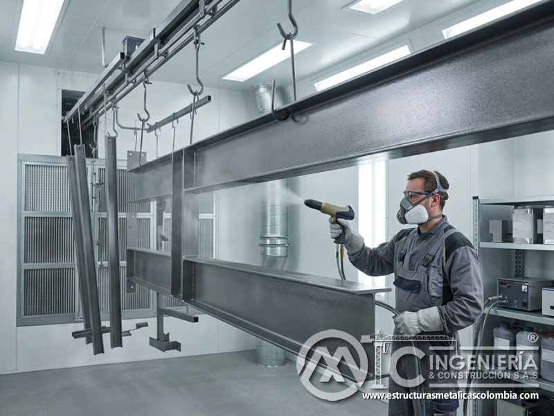 Desventajas Potenciales de la Pintura en Polvo en Estructuras Metálicas Expuestas a Condiciones Climáticas Extremas con pintura en polvo electrostática aplicada sobre piezas metálicas en Bogotá, Colombia. Montajes, Ingeniería y Construcción. MIC SAS.