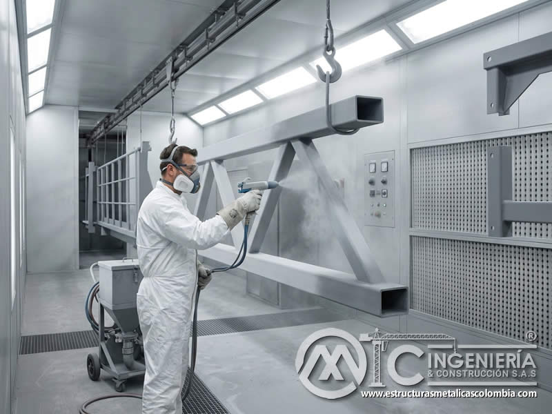 Importancia de Seleccionar la Pintura en Polvo Adecuada para Estructuras Metálicas Expuestas a Condiciones Climáticas Extremas con pintura en polvo electrostática aplicada sobre piezas metálicas en Bogotá, Colombia. Montajes, Ingeniería y Construcción. MIC SAS.
