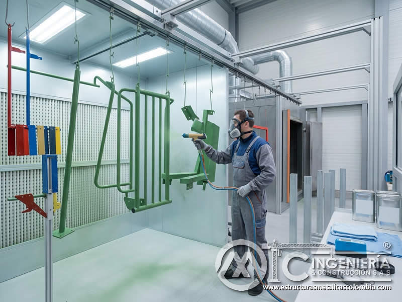 Proceso de Curado de la Pintura en Polvo en Equipos de Parques Infantiles y su Impacto en Resistencia y Durabilidad con pintura en polvo electrostática aplicada sobre piezas metálicas en Bogotá, Colombia. Montajes, Ingeniería y Construcción. MIC SAS.