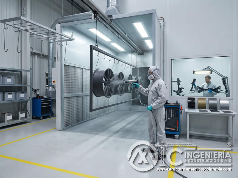Estndares de abrasión para pintura en polvo en industria automotriz sobre componentes metálicos en Bogotá, Colombia. Montajes, Ingeniería y Construcción. MIC SAS.