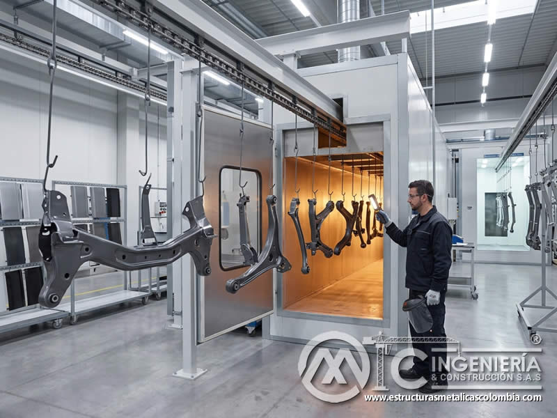 Espesor de capa y resistencia en pintura en polvo para automóviles con control de cobertura sobre metal en Bogotá, Colombia. Montajes, Ingeniería y Construcción. MIC SAS.