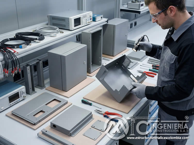Aislamiento dieléctrico de pintura en polvo electrostática para componentes electrónicos metálicos y gabinetes técnicos en Bogotá, Colombia. Montajes, Ingeniería y Construcción. MIC SAS.