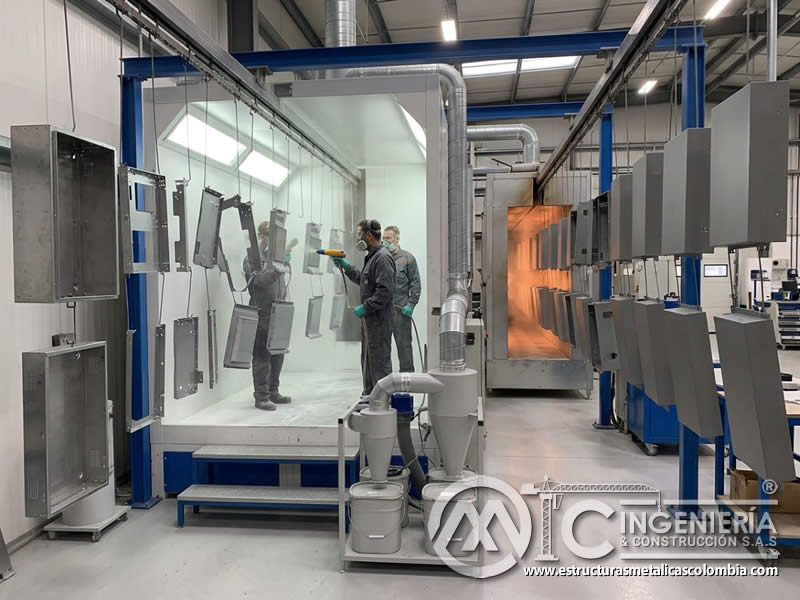 Ventajas de pintura en polvo en costos y eficiencia para la industria electrónica con reducción de desperdicio en Bogotá, Colombia. Montajes, Ingeniería y Construcción. MIC SAS.