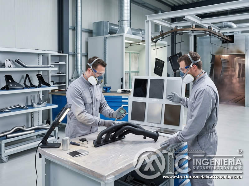 Pruebas de Laboratorio para Determinar la Resistencia a la Oxidación de Pintura en Polvo en Altas Temperaturas con pintura en polvo electrostática aplicada sobre piezas metálicas en Bogotá, Colombia. Montajes, Ingeniería y Construcción. MIC SAS.