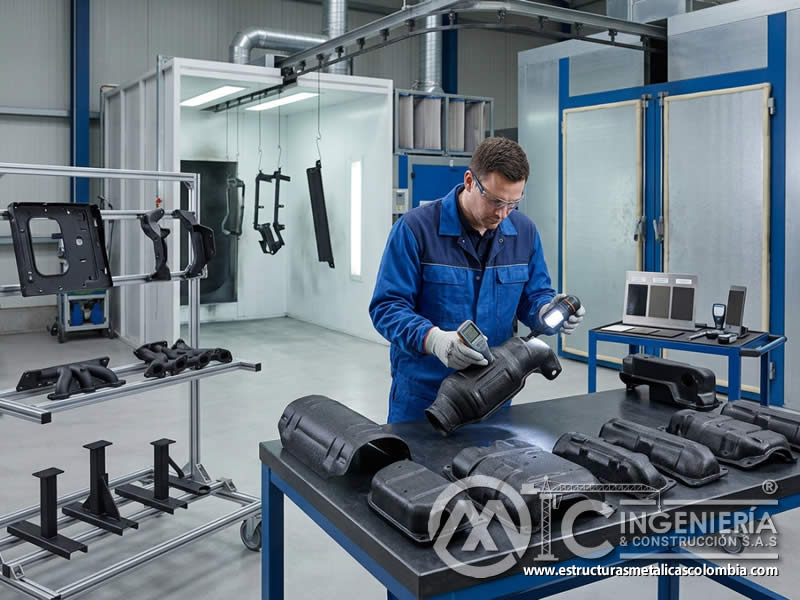 Temperatura Máxima de la Pintura en Polvo Estándar y Mejoras para Alta Temperatura con pintura en polvo electrostática aplicada sobre piezas metálicas en Bogotá, Colombia. Montajes, Ingeniería y Construcción. MIC SAS.