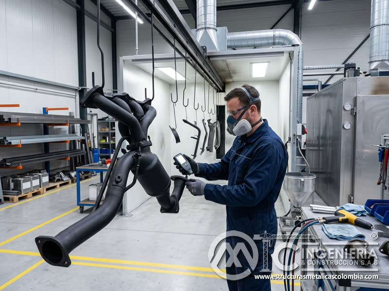 Ventajas de la Pintura en Polvo sobre Otros Recubrimientos en Resistencia a Altas Temperaturas y Oxidación con pintura en polvo electrostática aplicada sobre piezas metálicas en Bogotá, Colombia. Montajes, Ingeniería y Construcción. MIC SAS.