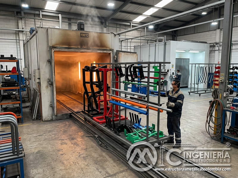 Curado en horno para componentes deportivos con acabado uniforme en Bogotá, Colombia. Montajes, Ingeniería y Construcción. MIC SAS. Curado en horno para componentes deportivos con acabado uniforme en Bogotá, Colombia. Montajes, Ingeniería y Construcción. MIC SAS.
