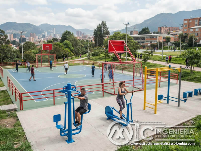 Protección de larga vida para elementos metálicos deportivos públicos en Bogotá, Colombia. Montajes, Ingeniería y Construcción. MIC SAS. Protección de larga vida para elementos metálicos deportivos públicos en Bogotá, Colombia. Montajes, Ingeniería y Construcción. MIC SAS.