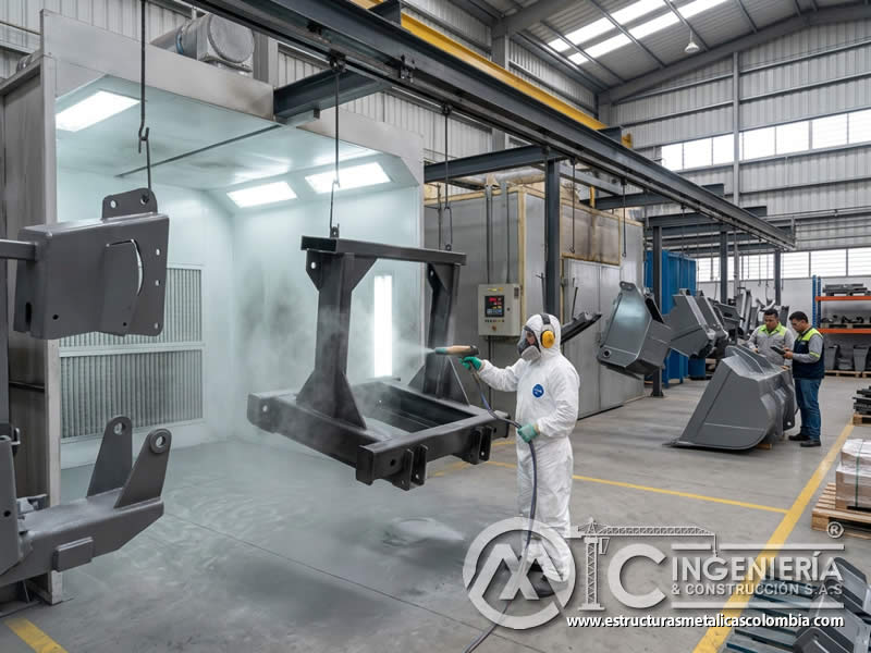 Acabado durable para maquinaria pesada con pintura electrostática metálico en Bogotá, Colombia. Montajes, Ingeniería y Construcción. MIC SAS. Acabado durable para maquinaria pesada con pintura electrostática metálico en Bogotá, Colombia. Montajes, Ingeniería y Construcción. MIC SAS.