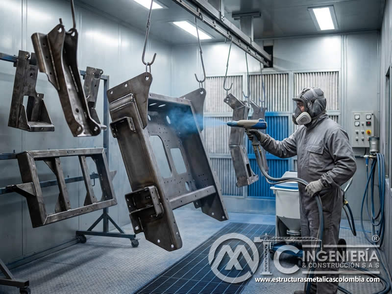 Aplicación electrostática en piezas robustas de maquinaria pesada metálico en Bogotá, Colombia. Montajes, Ingeniería y Construcción. MIC SAS. Aplicación electrostática en piezas robustas de maquinaria pesada metálico en Bogotá, Colombia. Montajes, Ingeniería y Construcción. MIC SAS.