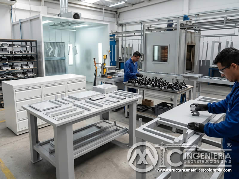 Acabado durable en equipos de laboratorio con pintura electrostática metálico en Bogotá, Colombia. Montajes, Ingeniería y Construcción. MIC SAS.