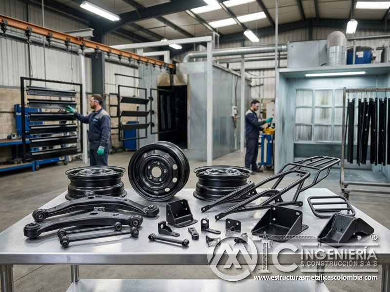 Acabado anticorrosivo para piezas expuestas en automotores en Bogot?, Colombia. Montajes, Ingenier?a y Construcci?n. MIC SAS.
