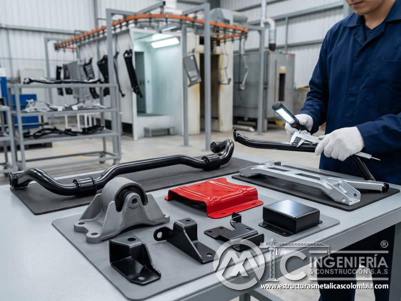 Acabado profesional para componentes automotrices fabricados en metal en Bogot?, Colombia. Montajes, Ingenier?a y Construcci?n. MIC SAS.