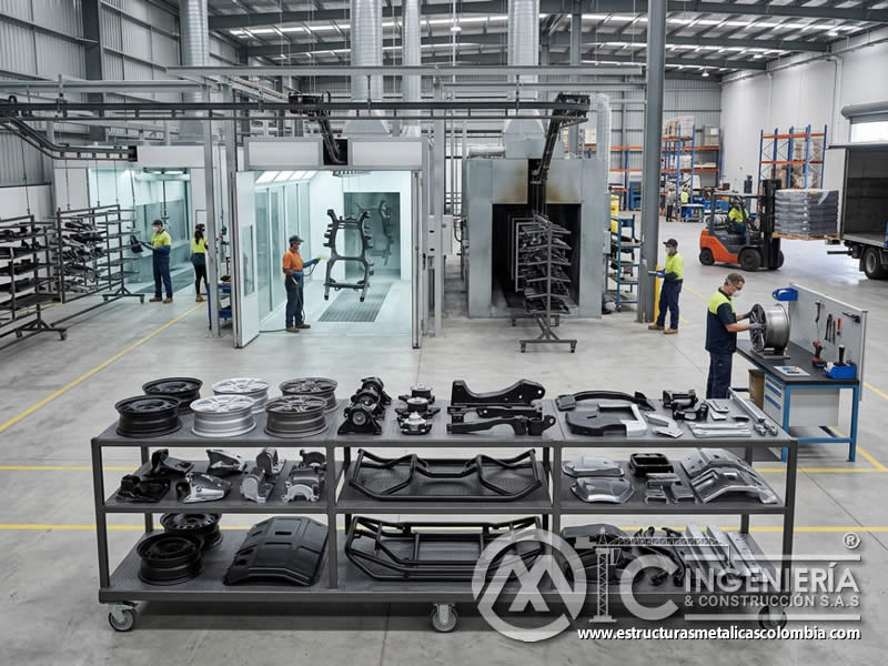 Servicio de pintura en polvo para industria automotriz metalica en Bogot?, Colombia. Montajes, Ingenier?a y Construcci?n. MIC SAS.